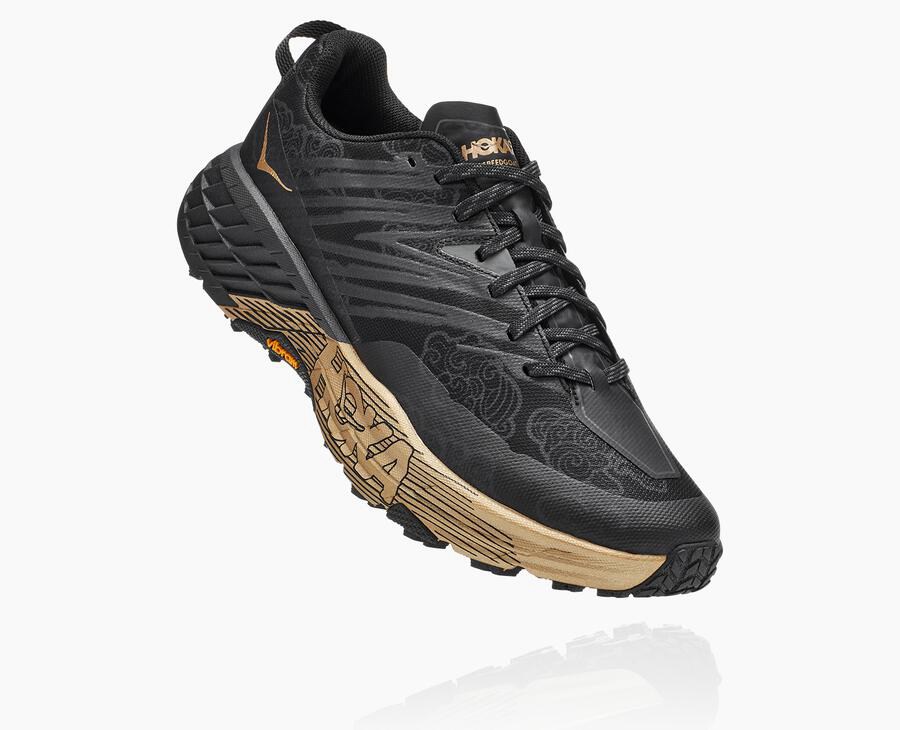 Zapatillas Trail Hoka One One Hombre - Speedgoat 4 Cny - Negras/Doradas - PFX972106